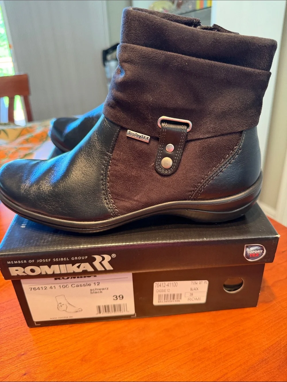 Romika Black and Brown Ankle Boots with Suede Shaft